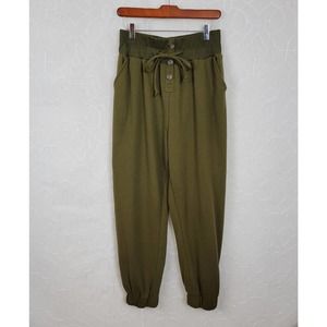 Papermoon Olive Green Button Front Pull On Jogger